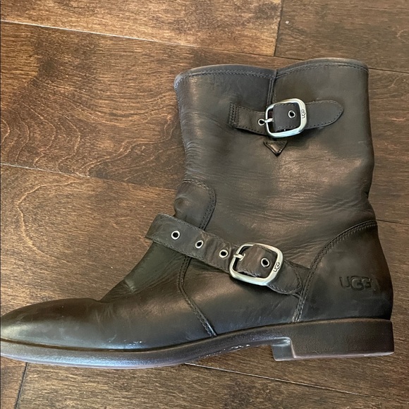 UGG Australia Frances Buckle Moto-Style Boots Women Size 7.5 Dark Brown Leather - Picture 12 of 14